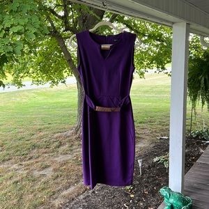 Purple summer dress with gold belt